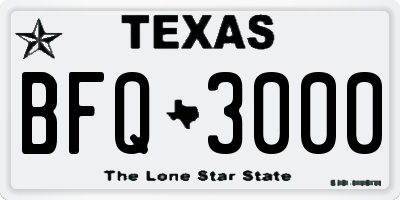 TX license plate BFQ3000