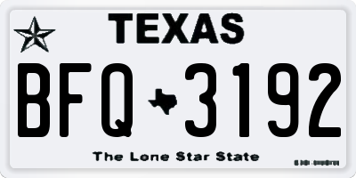 TX license plate BFQ3192