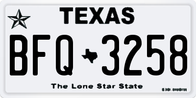 TX license plate BFQ3258