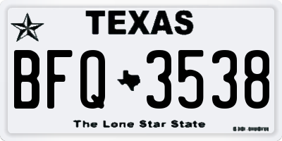 TX license plate BFQ3538
