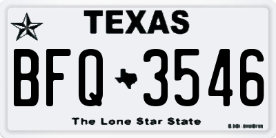 TX license plate BFQ3546