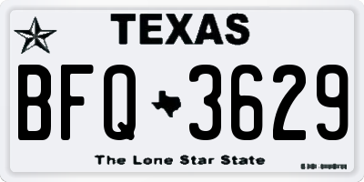 TX license plate BFQ3629
