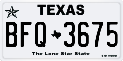 TX license plate BFQ3675