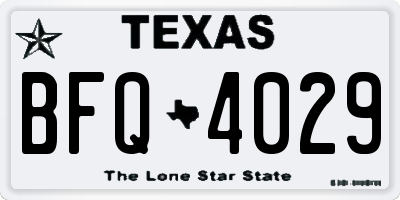 TX license plate BFQ4029