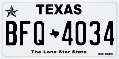 TX license plate BFQ4034