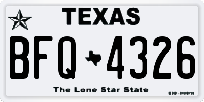 TX license plate BFQ4326