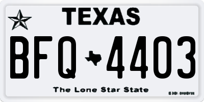 TX license plate BFQ4403