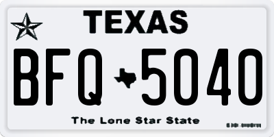TX license plate BFQ5040