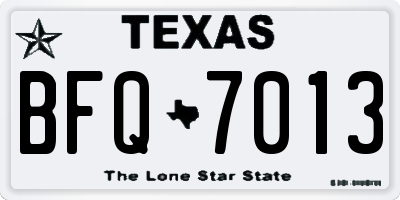 TX license plate BFQ7013