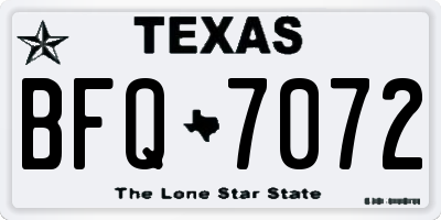 TX license plate BFQ7072
