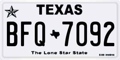 TX license plate BFQ7092