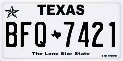 TX license plate BFQ7421