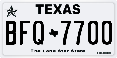TX license plate BFQ7700