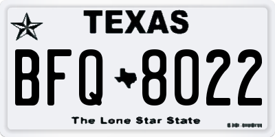 TX license plate BFQ8022