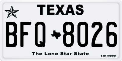 TX license plate BFQ8026