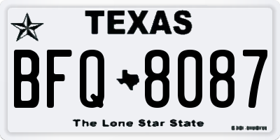 TX license plate BFQ8087