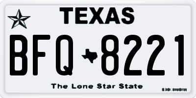 TX license plate BFQ8221
