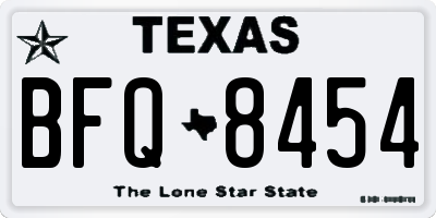 TX license plate BFQ8454