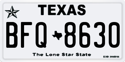 TX license plate BFQ8630