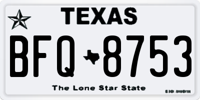 TX license plate BFQ8753