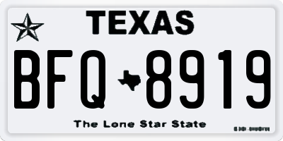 TX license plate BFQ8919