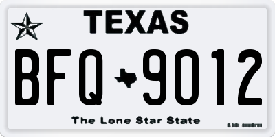 TX license plate BFQ9012