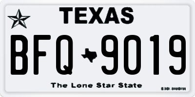 TX license plate BFQ9019