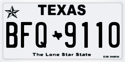 TX license plate BFQ9110