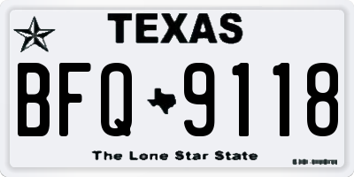 TX license plate BFQ9118