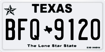 TX license plate BFQ9120