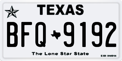 TX license plate BFQ9192