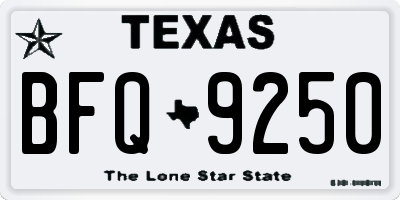 TX license plate BFQ9250