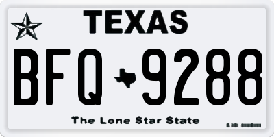 TX license plate BFQ9288