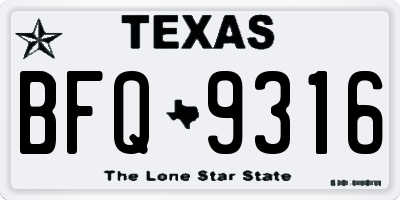 TX license plate BFQ9316