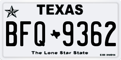 TX license plate BFQ9362