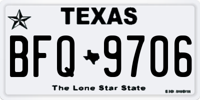 TX license plate BFQ9706