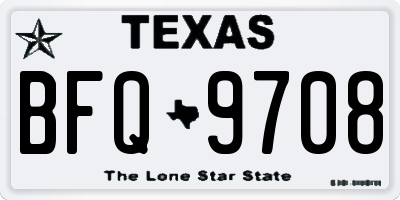 TX license plate BFQ9708