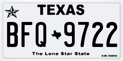 TX license plate BFQ9722