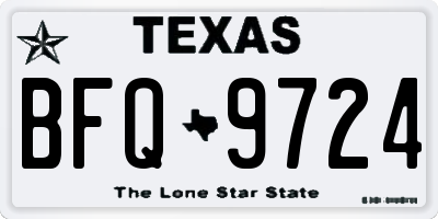 TX license plate BFQ9724