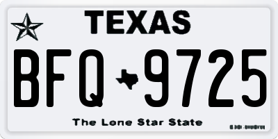 TX license plate BFQ9725
