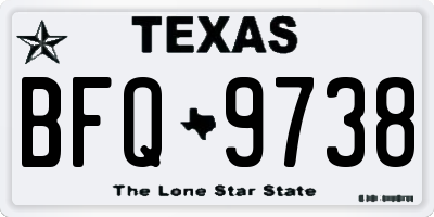 TX license plate BFQ9738