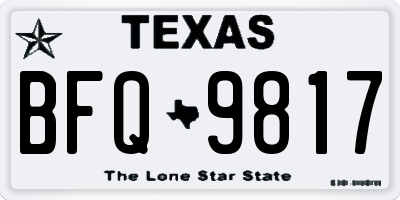 TX license plate BFQ9817