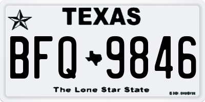 TX license plate BFQ9846