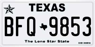 TX license plate BFQ9853