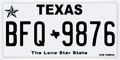 TX license plate BFQ9876