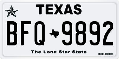 TX license plate BFQ9892