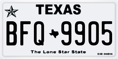 TX license plate BFQ9905