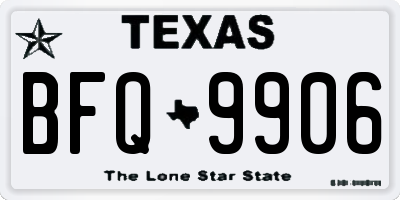 TX license plate BFQ9906
