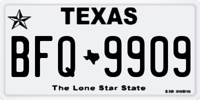 TX license plate BFQ9909