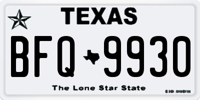 TX license plate BFQ9930